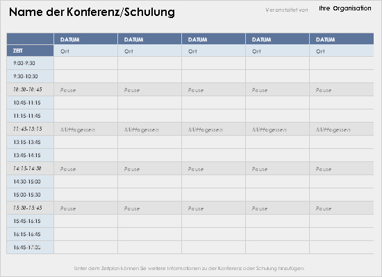 Zeitplan Vorlage Word Gut Zeitplan Für Fünftägige Veranstaltung