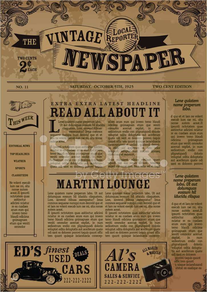 Zeitungslayout Vorlage Download Schön Vintage Zeitung Layout Design Vorlage Stock Vector