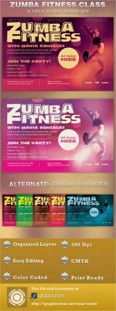 Zumba Flyer Vorlagen Beste Zumba Fitness Class Flyer Template On Behance