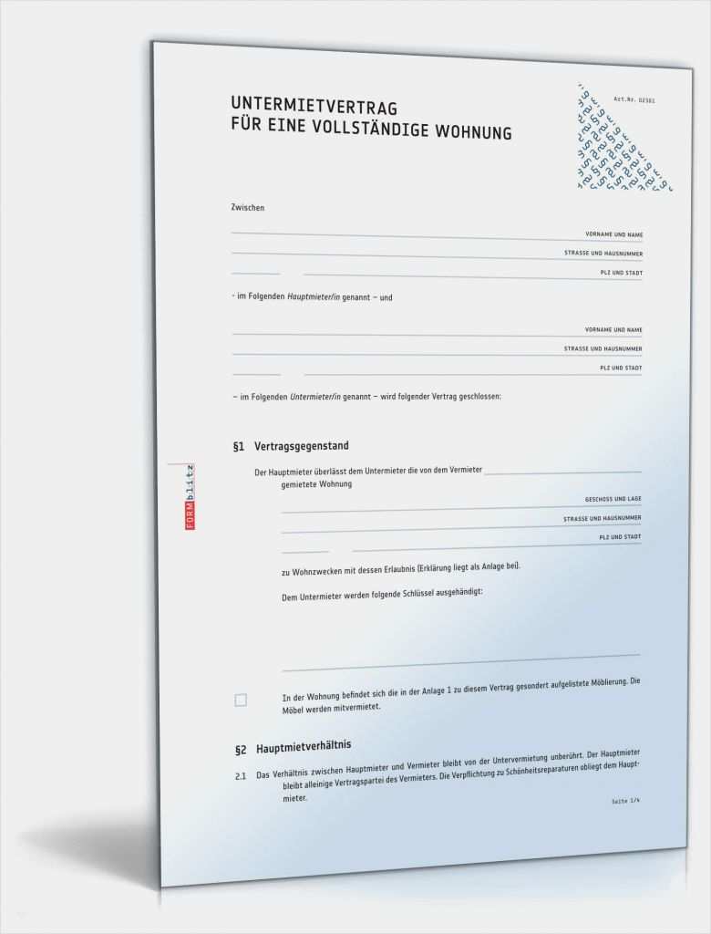 Zusammenziehen Vermieter Informieren Vorlage Großartig Untermietvertrag Vollständige Wohnung Muster Zum Download