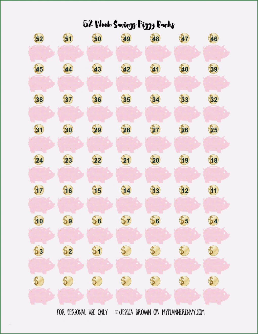 52 Wochen Sparen Vorlage Wunderbar Free Printable 52 Week Savings Piggy Banks Stickers for