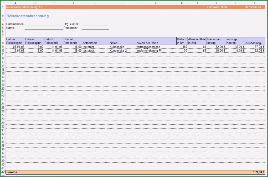 Abrechnung Reisekosten Vorlage Wunderbar Reisekosten Abrechnung Excel tool