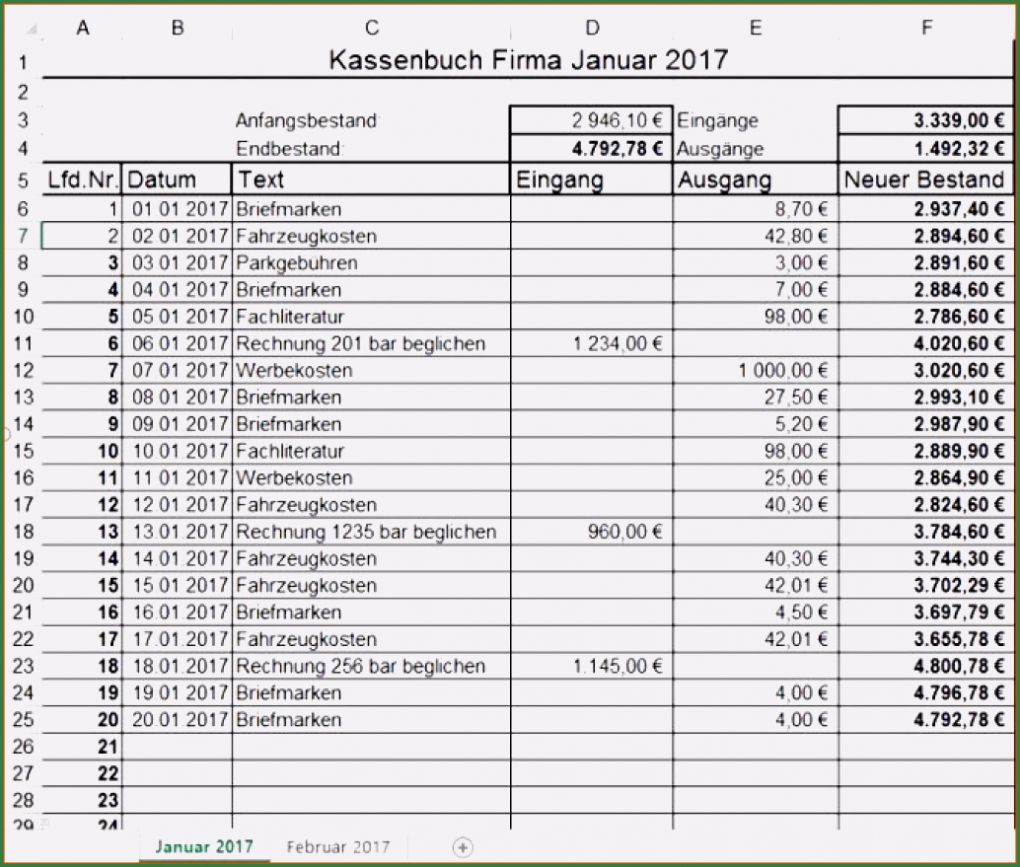 Access Buchhaltung Vorlage Erstaunlich 11 Kassenbuch Muster