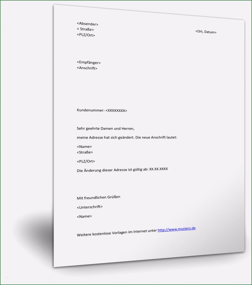 Adressänderung Vorlagen Kostenlos Süß Mustervorlage Für Adressänderung Wegen Umzug