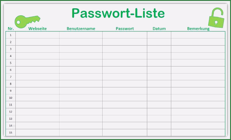Adressliste Vorlage Pdf Erstaunlich Vorlage Passwort Liste Kennwort Liste