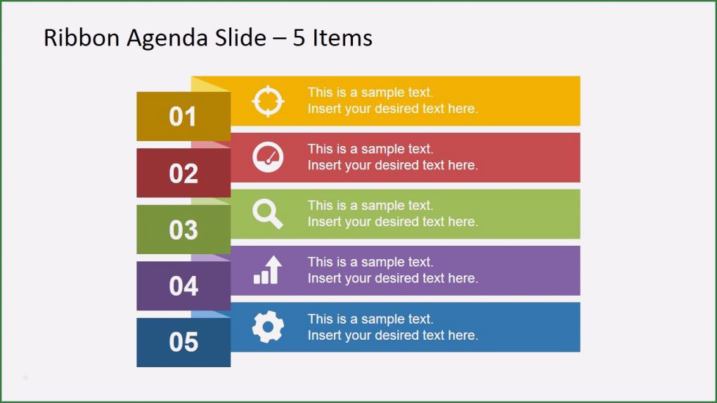 Agenda Powerpoint Vorlage Einzigartig 5 Items Ribbon Agenda Slide Template for Powerpoint