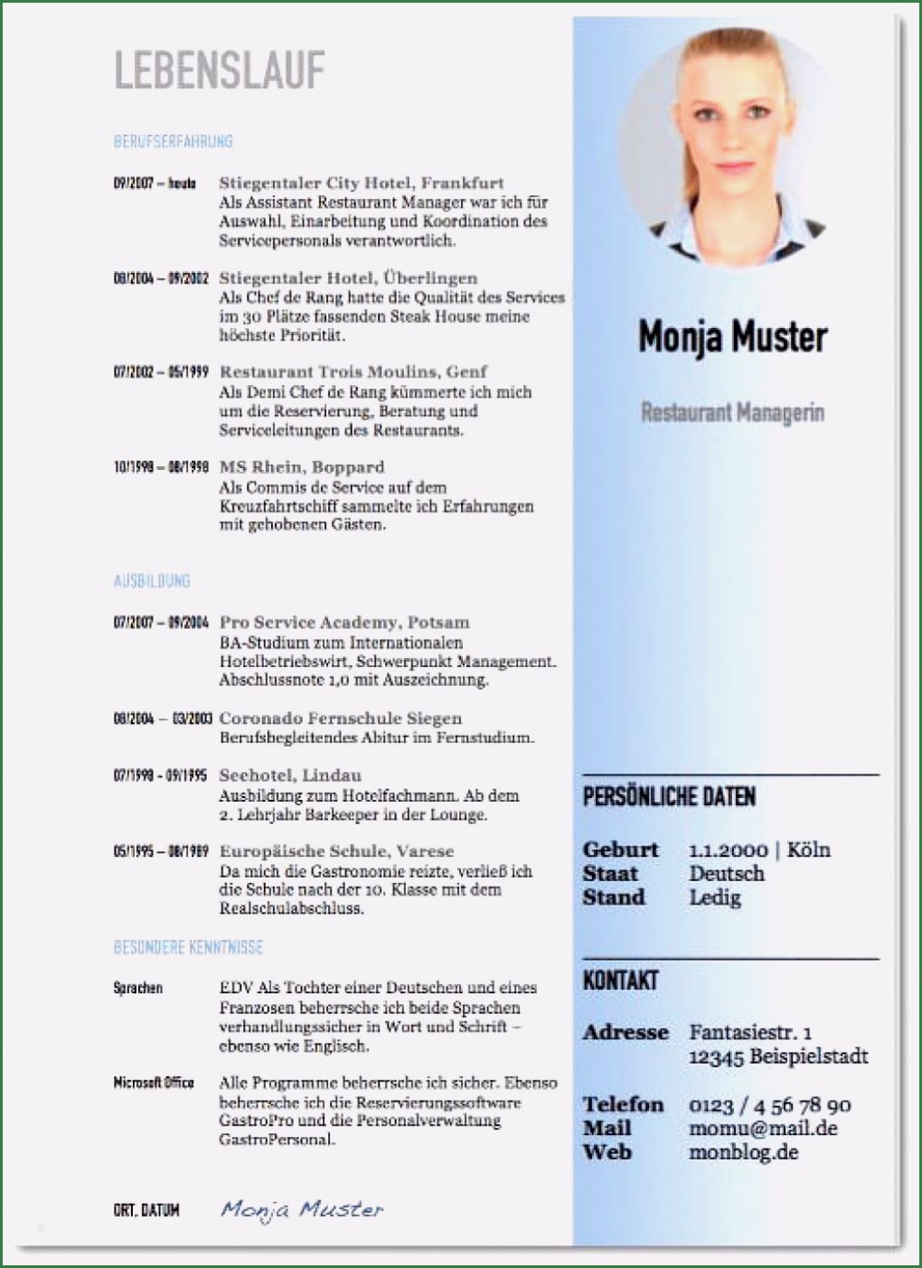 Akademischer Lebenslauf Vorlage Erstaunlich 21 Lebenslauf Muster Gastronomie