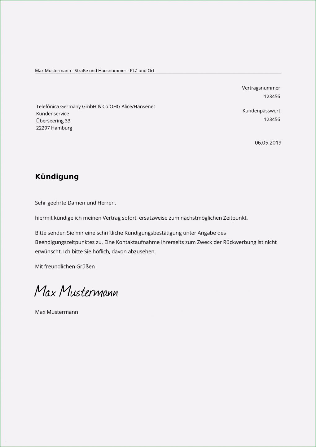 Alice Dsl Kündigung Vorlage Schönste O2 Dsl Kündigen Kostenlose Muster Vorlage Pdf Word