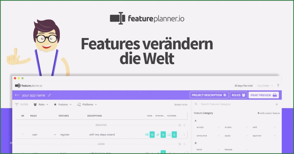 Anforderungsliste software Vorlage Cool Features Verändern Welt Featureplanner