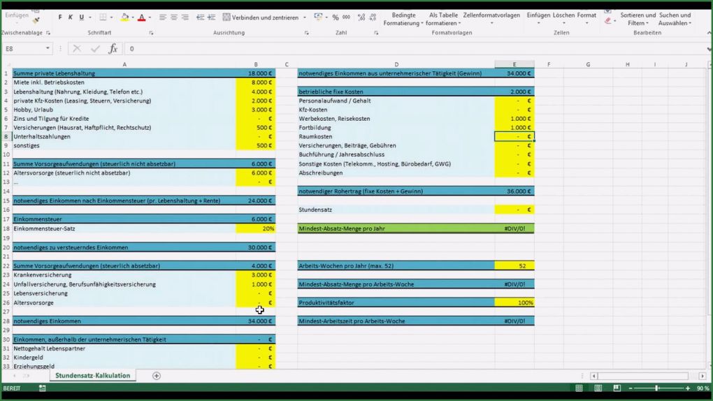 Anforderungsprofil Vorlage Kostenlos Inspiration Excel Vorlage Stundensatz Kalkulation