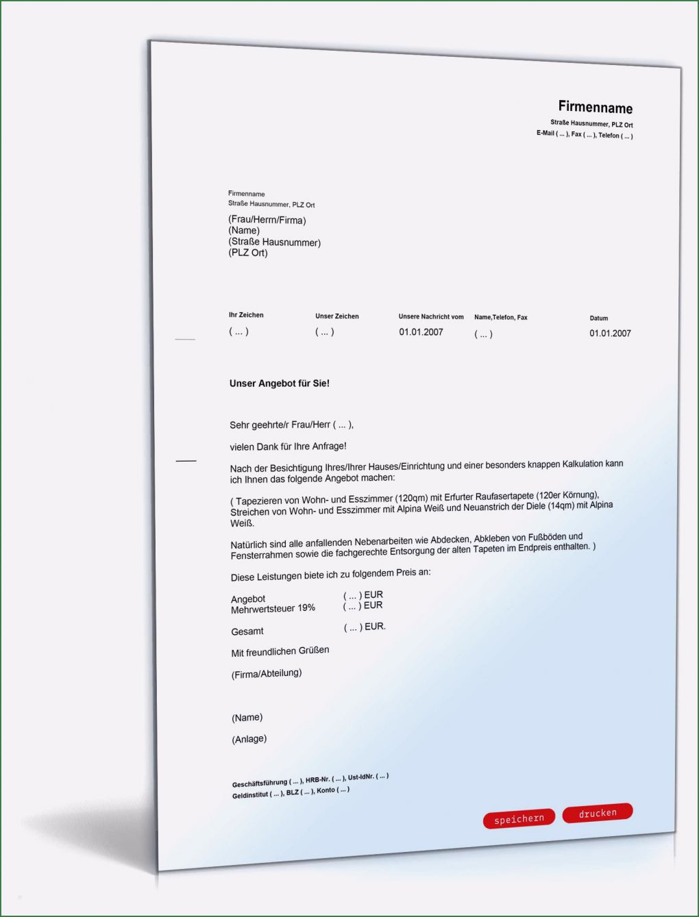 Angebot Einholen Vorlage Kostenlos Schönste Angebot Handwerkerleistung Editierbare Vorlage Zum Download