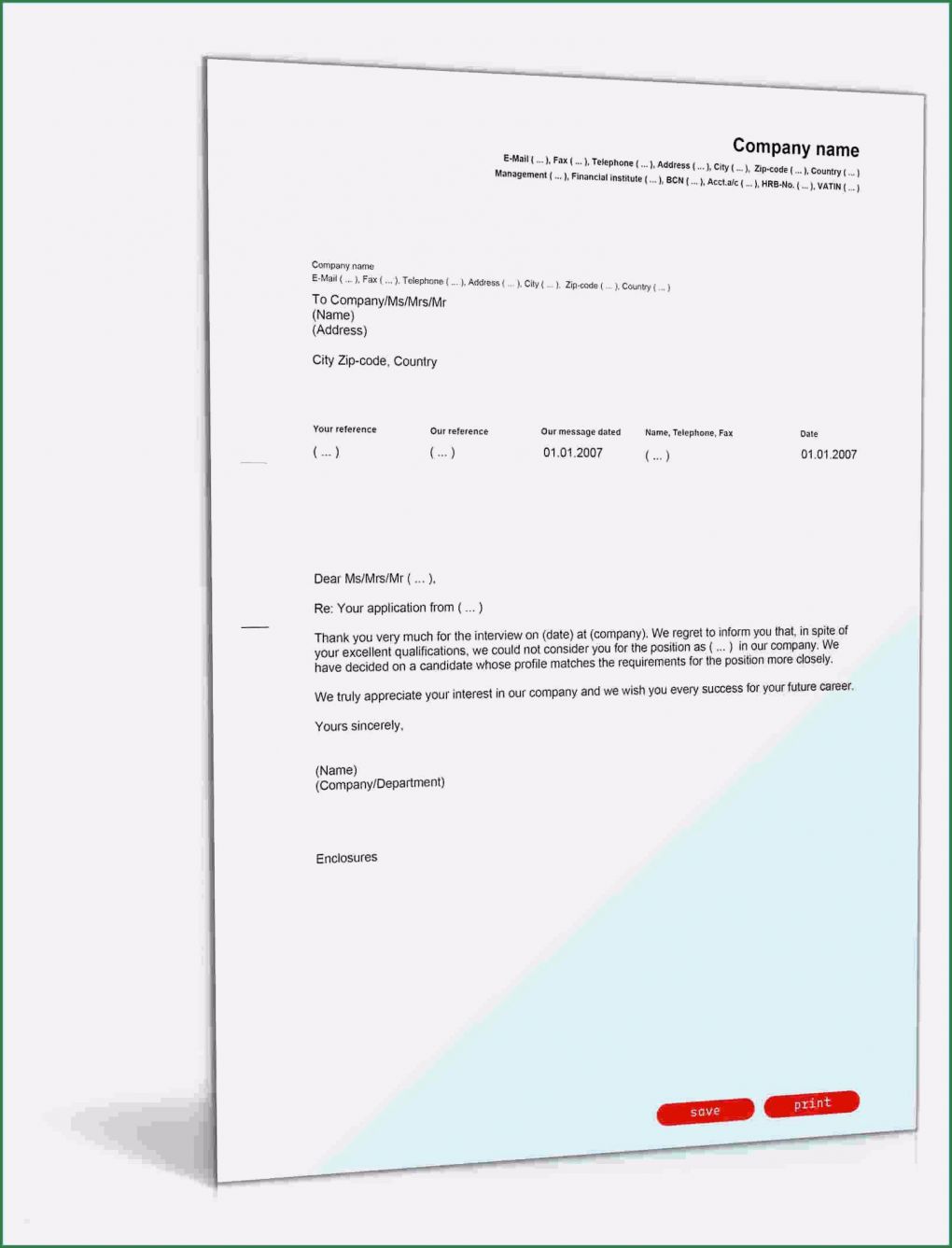 Angebot Vorlage Doc Neu 21 Absage Anfrage Muster