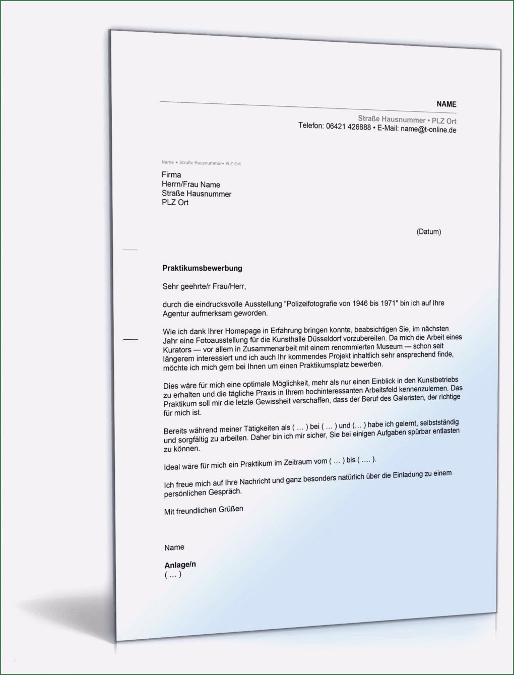 Anschreiben Bewerbung Praktikum Vorlage Angenehm Anschreiben Bewerbung Praktikum