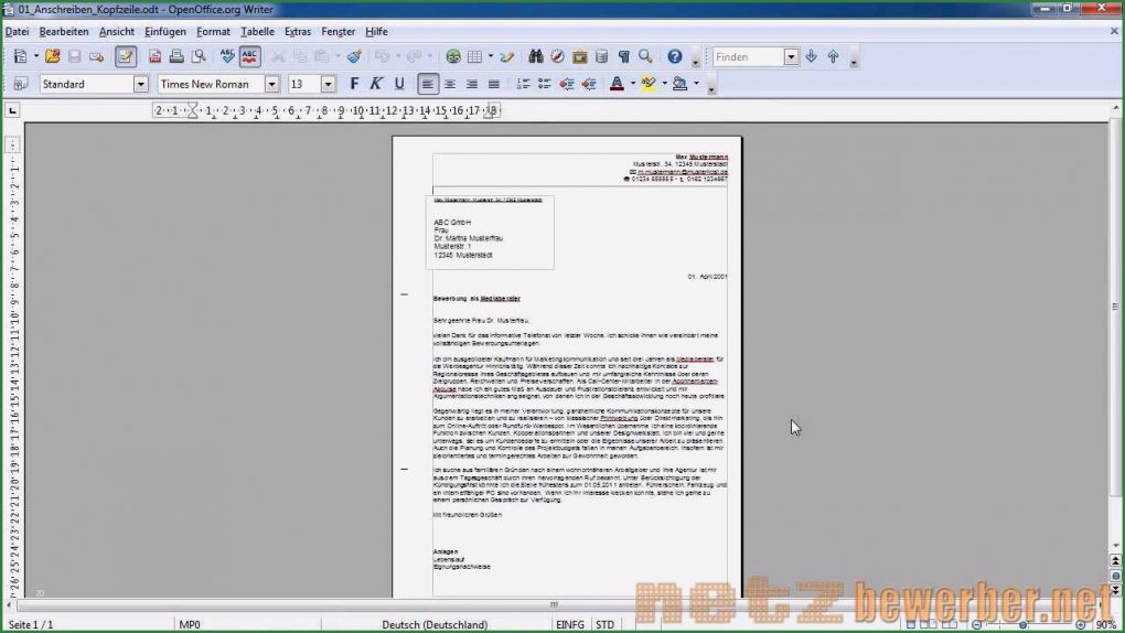 Anschreiben Openoffice Vorlage Gut Anschreiben In Open Fice [din 5008]
