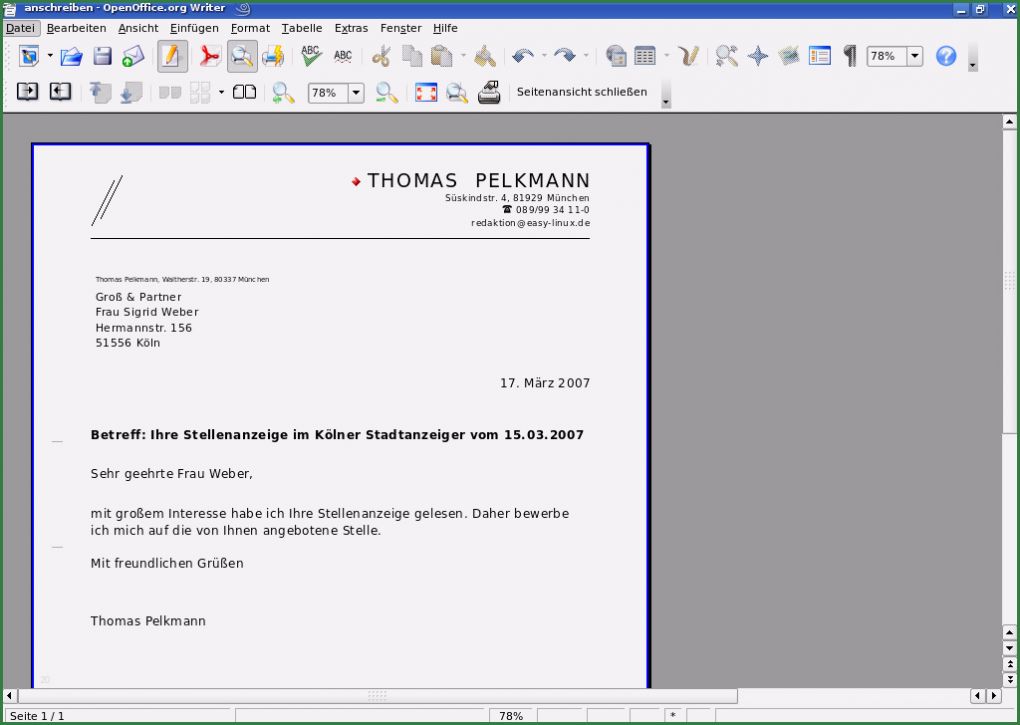 Anschreiben Openoffice Vorlage Gut Fertige Bewerbung Lebenslauf Beispiel