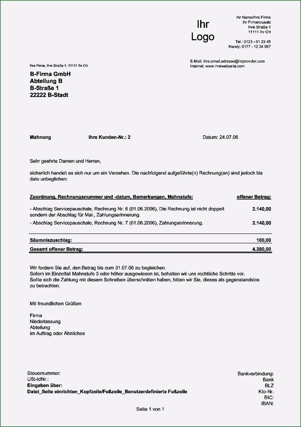 Anschreiben Rechnung Vorlage Neu 11 Kumulierte Rechnung Muster