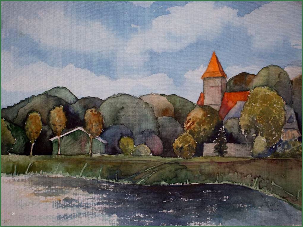 Aquarellmalerei Landschaften Vorlagen Angenehm Middelhagen Im Herbst © Aquarell Von Frank Koebsch