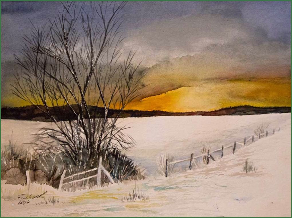 Aquarellmalerei Landschaften Vorlagen Cool Winterabend C Aquarell Von Frank Koebsch Landschaft