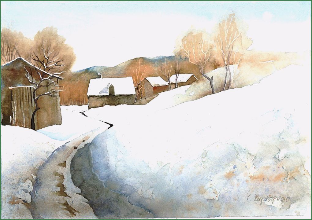 Aquarellmalerei Landschaften Vorlagen Hübsch Winterlandschaft Im Waldviertel 2