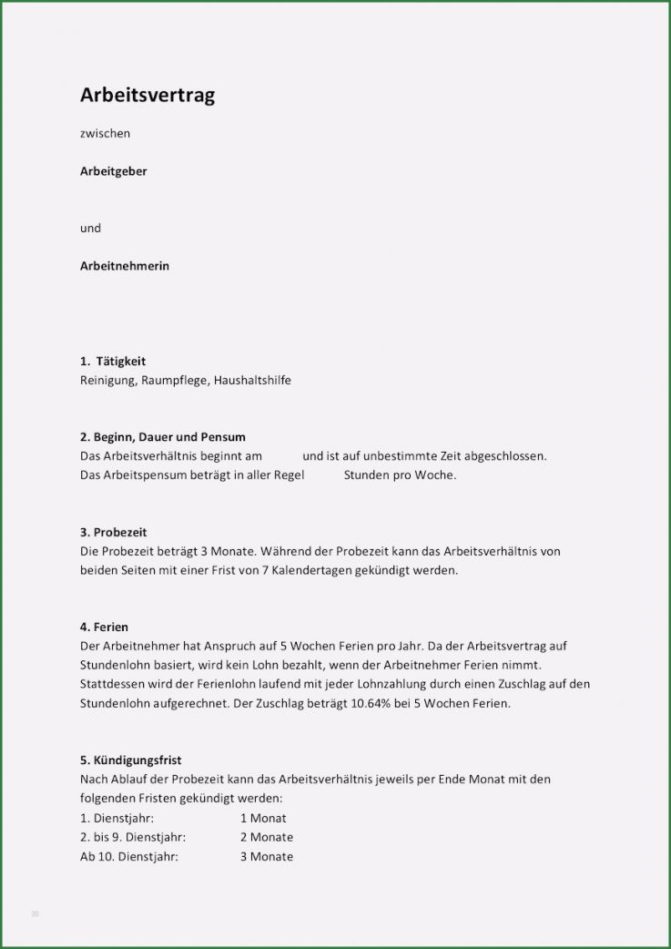 Arbeitsvertrag Gebäudereinigung Vorlage Erstaunlich Arbeitsvertrag Putzfrau Vorlage Stundenlohn