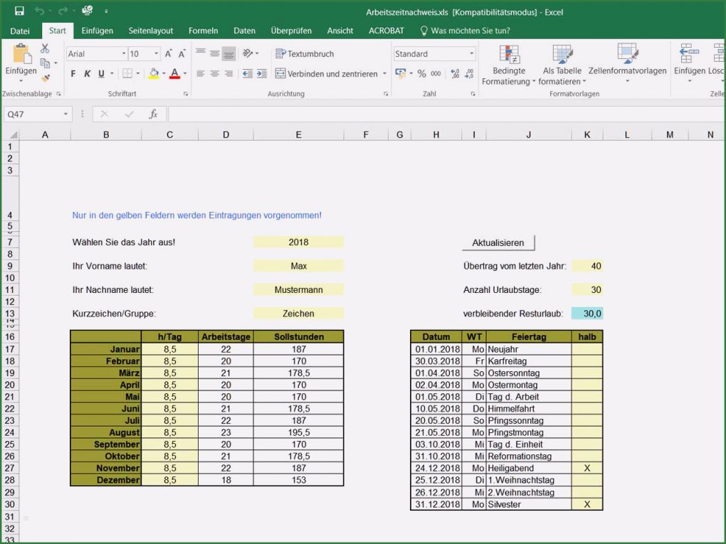 Arbeitszeiterfassung Mit Zuschlägen Excel Vorlage Kostenlos Cool Zeitnachweis Mit Excel Vorlage