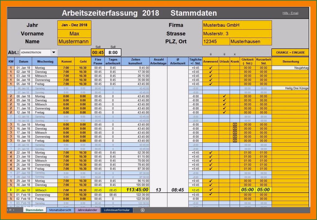 Arbeitszeiterfassung Mit Zuschlägen Excel Vorlage Kostenlos Hübsch 7 Arbeitszeiterfassung Excel Kostenlos