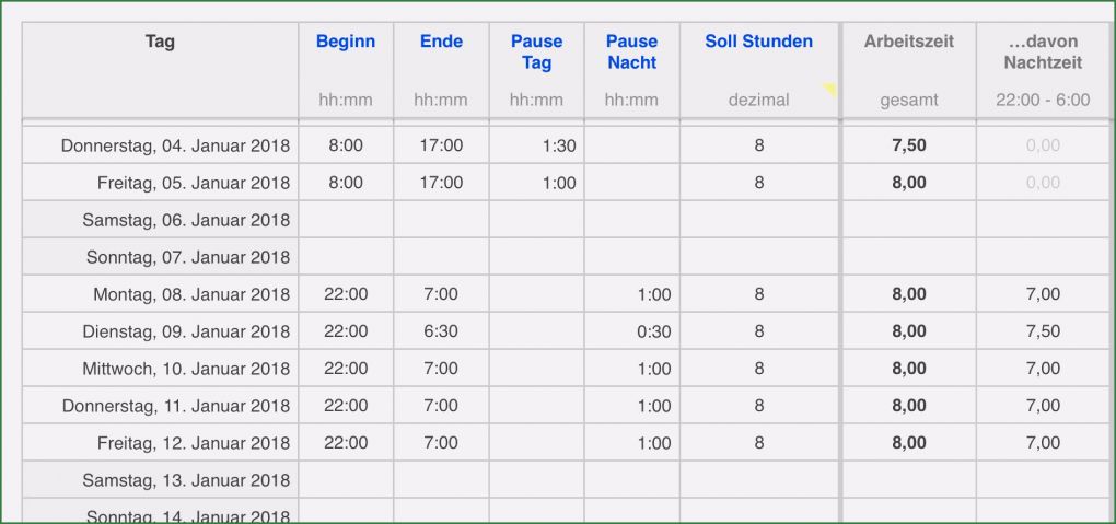 Arbeitszeitnachweis Vorlage 2018 Neu 10 Arbeitszeitnachweis Vorlage 2018
