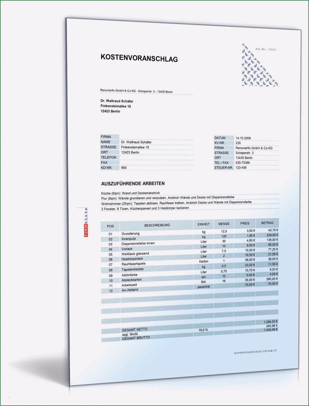 Arbeitszeugnis Maler Und Lackierer Vorlage Best Of Kostenvoranschlag Maler Und Lackierarbeiten