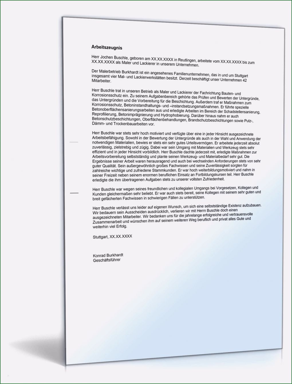 Arbeitszeugnis Maler Und Lackierer Vorlage Bewundernswert Arbeitszeugnis Maler Und Lackierer Note Eins
