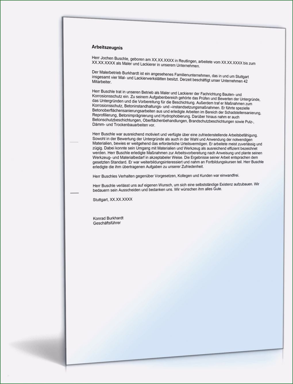 Arbeitszeugnis Maler Und Lackierer Vorlage Bewundernswert Arbeitszeugnis Maler Und Lackierer Note Vier