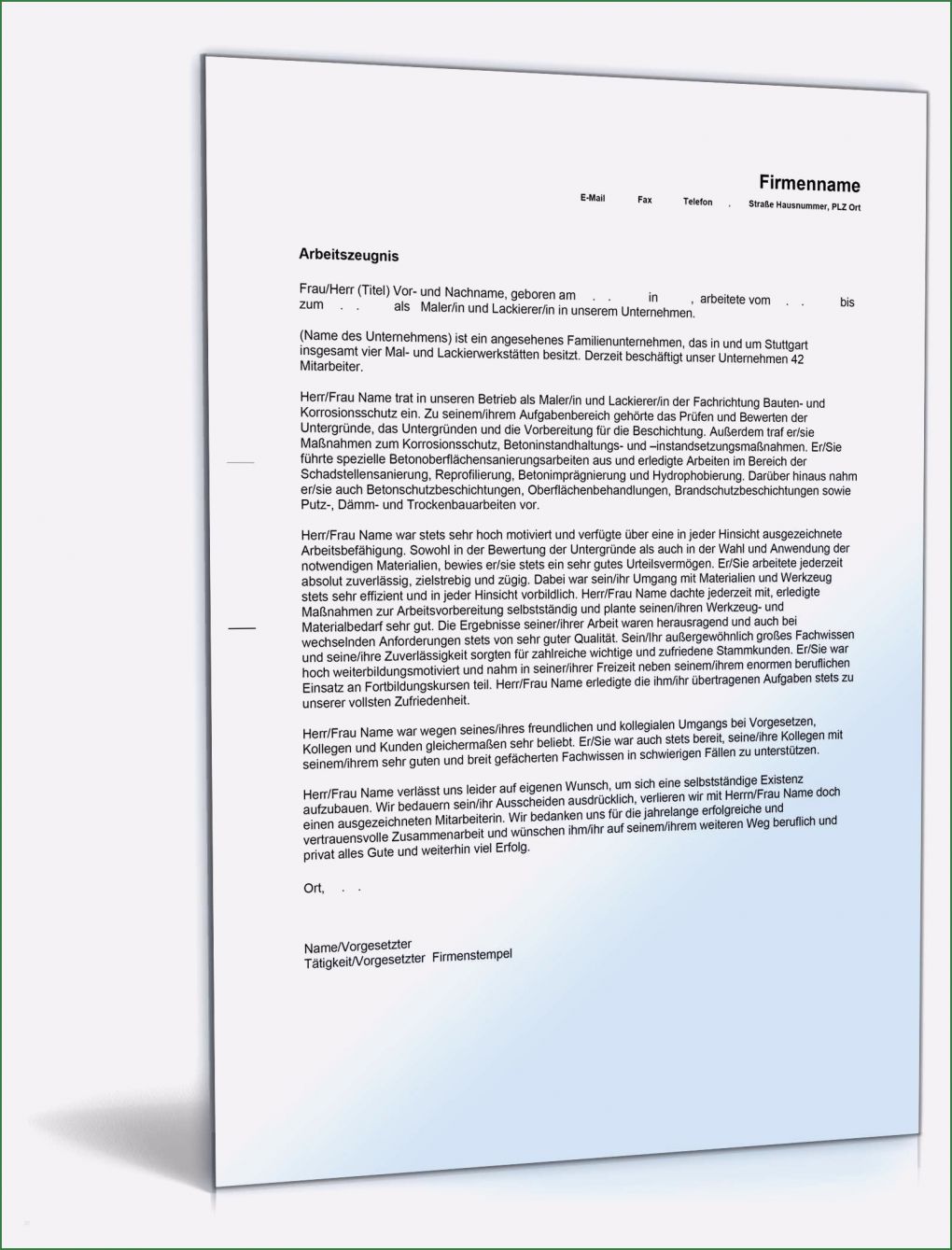 Arbeitszeugnis Maler Und Lackierer Vorlage Großartig Arbeitszeugnis Maler Und Lackierer Note Eins