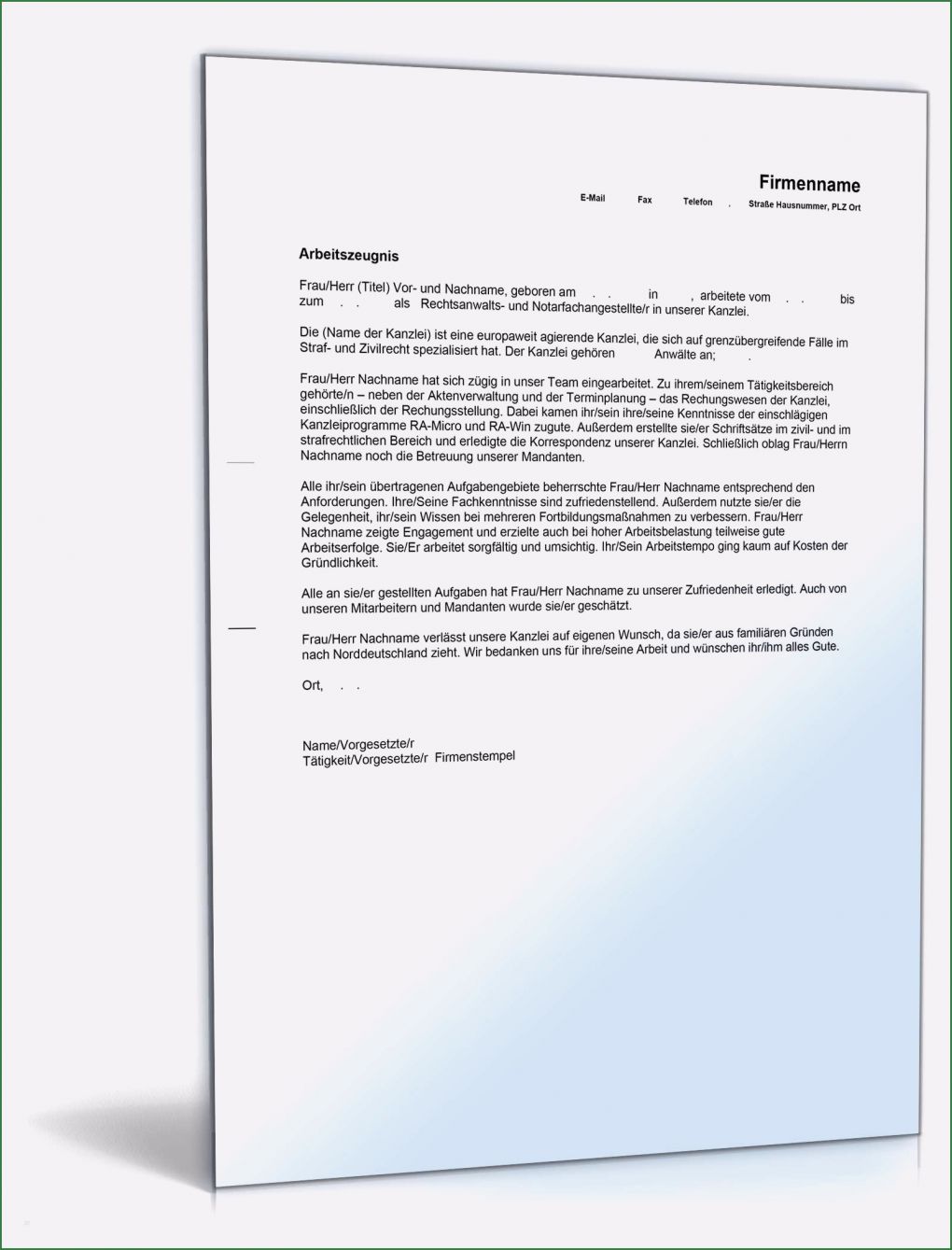 Arbeitszeugnis Rechtsanwaltsfachangestellte Vorlage Einzigartig Arbeitszeugnis Rechtsanwaltsfachangestellte Note Vier