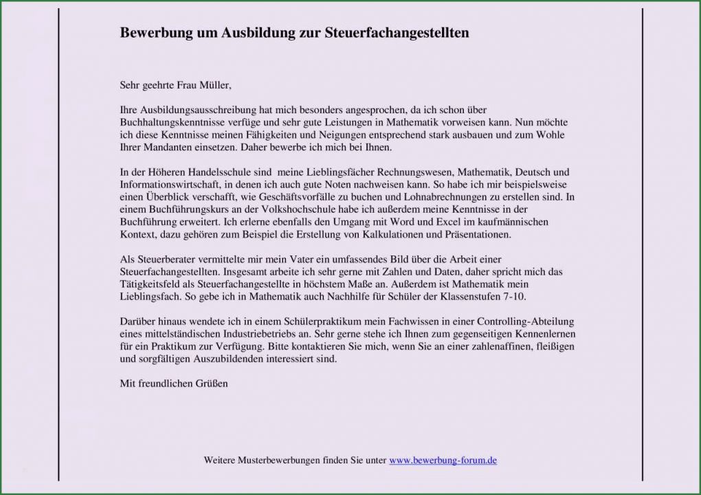 Arbeitszeugnis Steuerberater Vorlage Inspiration Steuerfachangestellte Bewerbung Um Ausbildung Muster Und