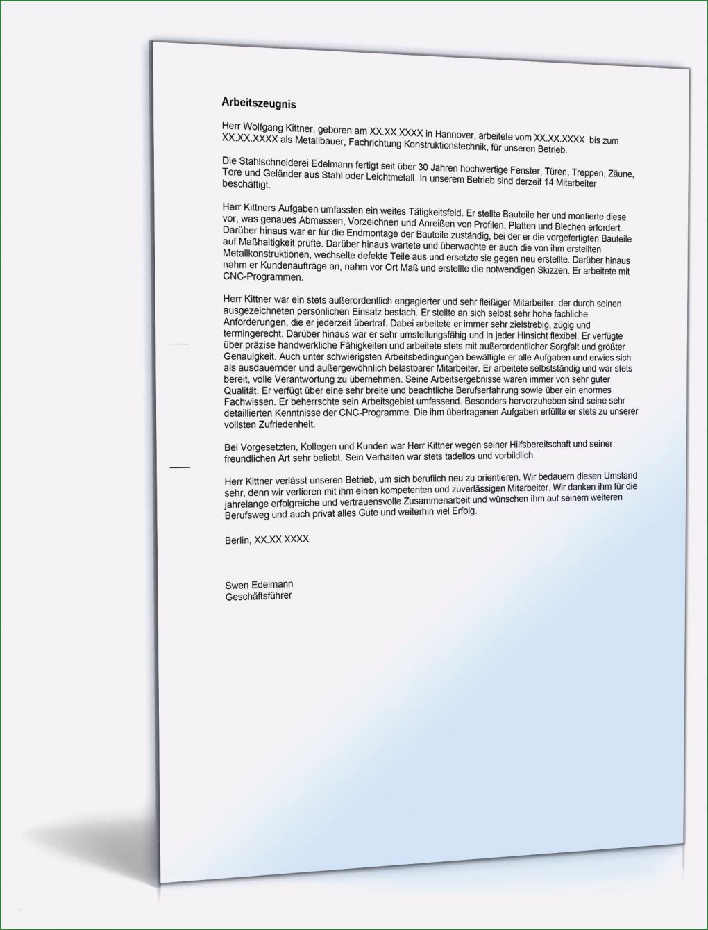 Arbeitszeugnis Vorlage Download Beste Arbeitszeugnis Metallbauer Note Eins