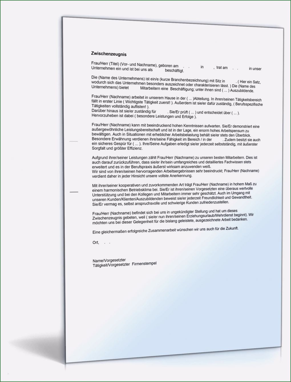 Arbeitszeugnis Vorlage Download Einzigartig Zwischenzeugnis Note Eins &quot;sehr Gut&quot;