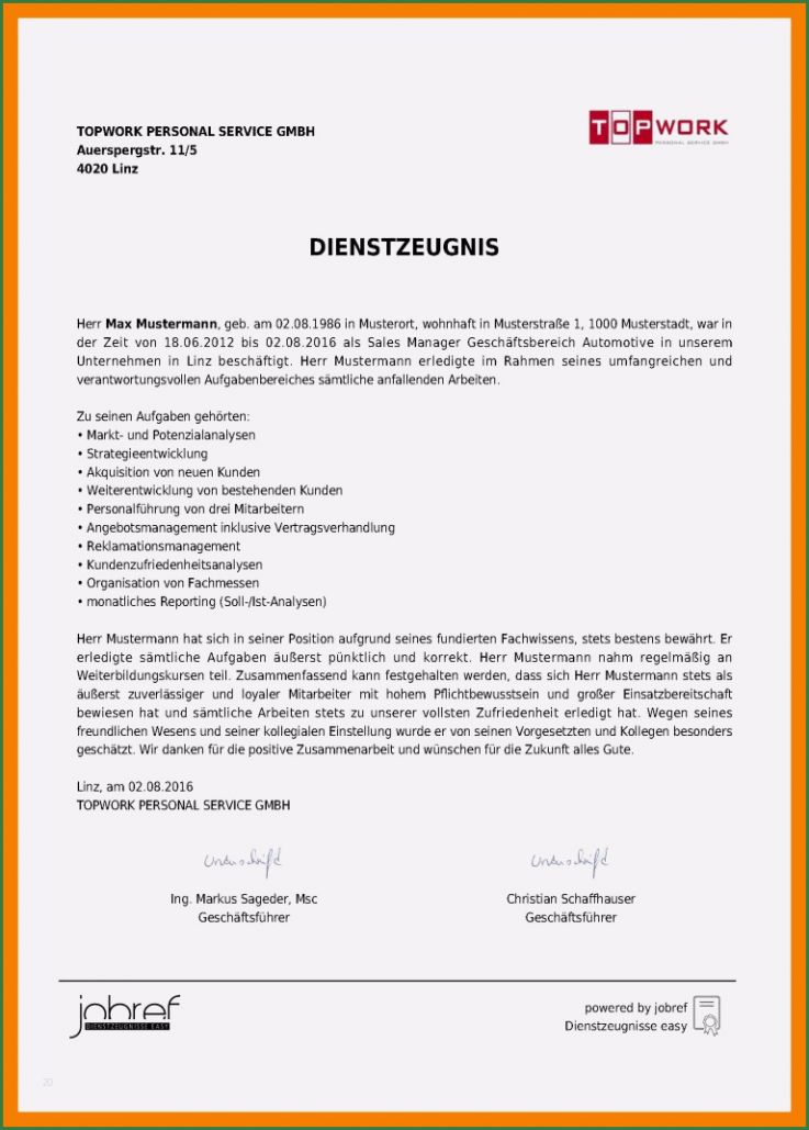 Arbeitszeugnis Vorlage Download Gut 10 Qualifiziertes Arbeitszeugnis Muster Kostenlos Sehr Gut ...