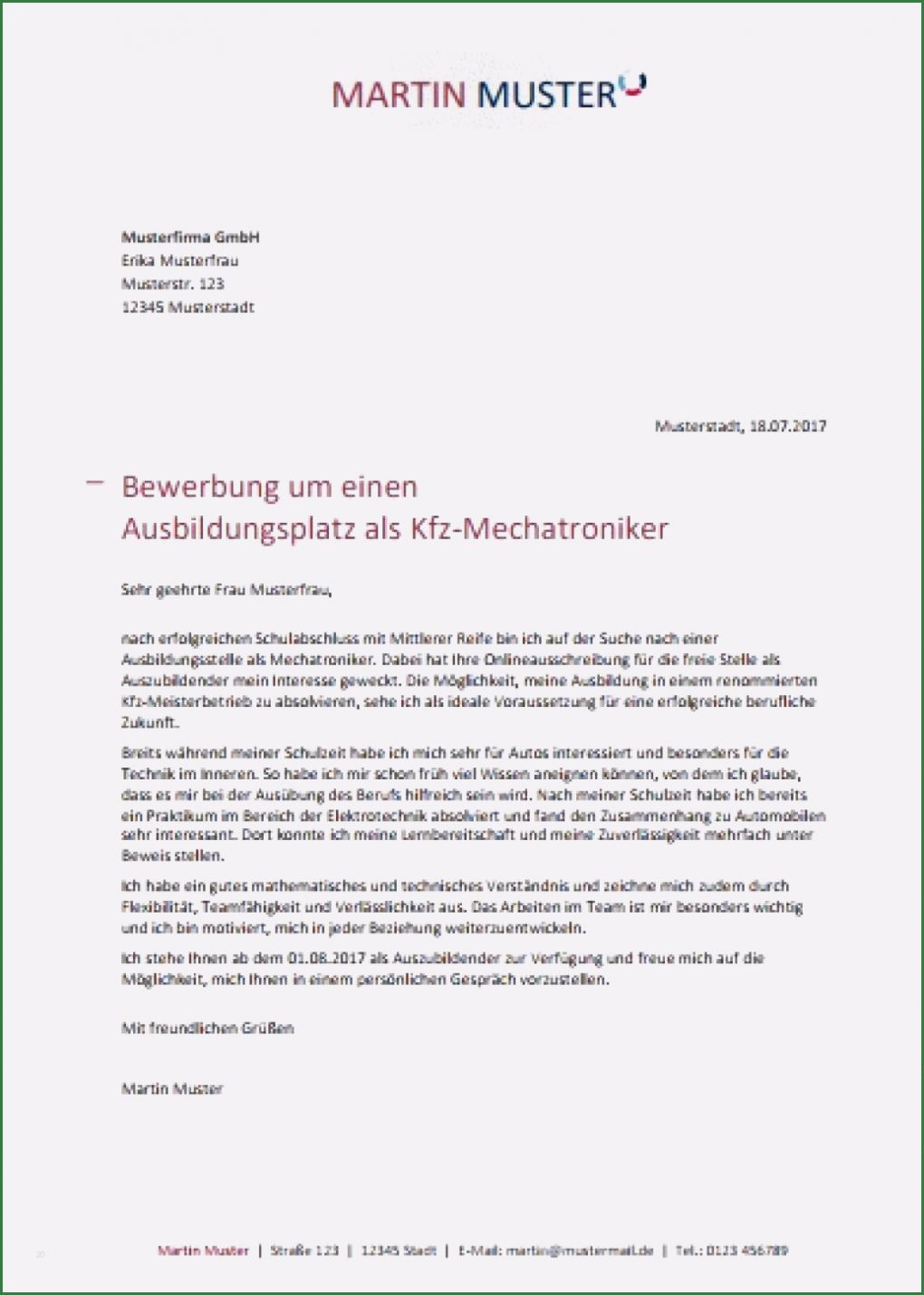 Arbeitszeugnis Vorlage Kfz Mechaniker Elegant 21 Bewerbungsmuster Kfz Mechatroniker
