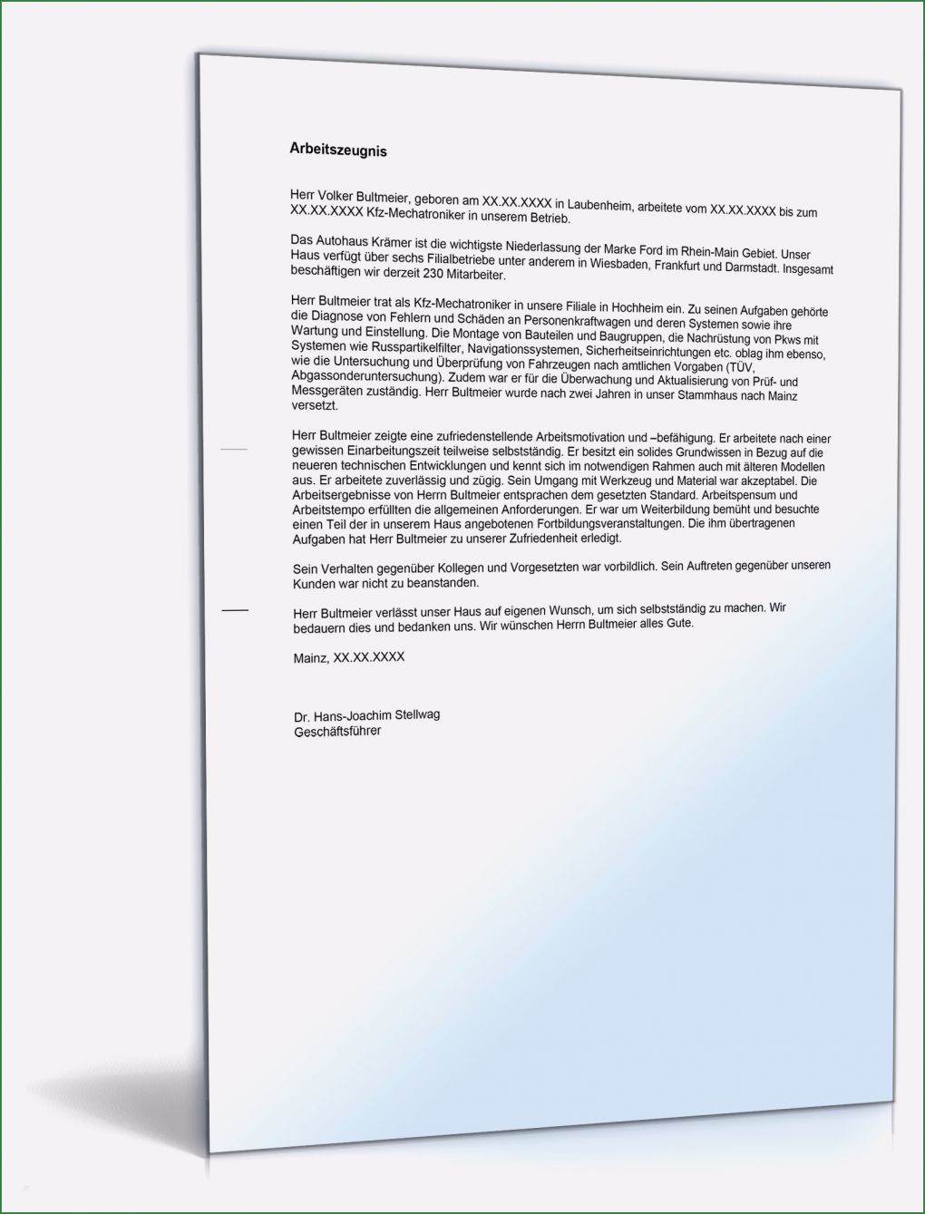 Arbeitszeugnis Vorlage Kfz Mechaniker Hübsch Arbeitszeugnis "ausreichend" Kfz Mechatroniker In