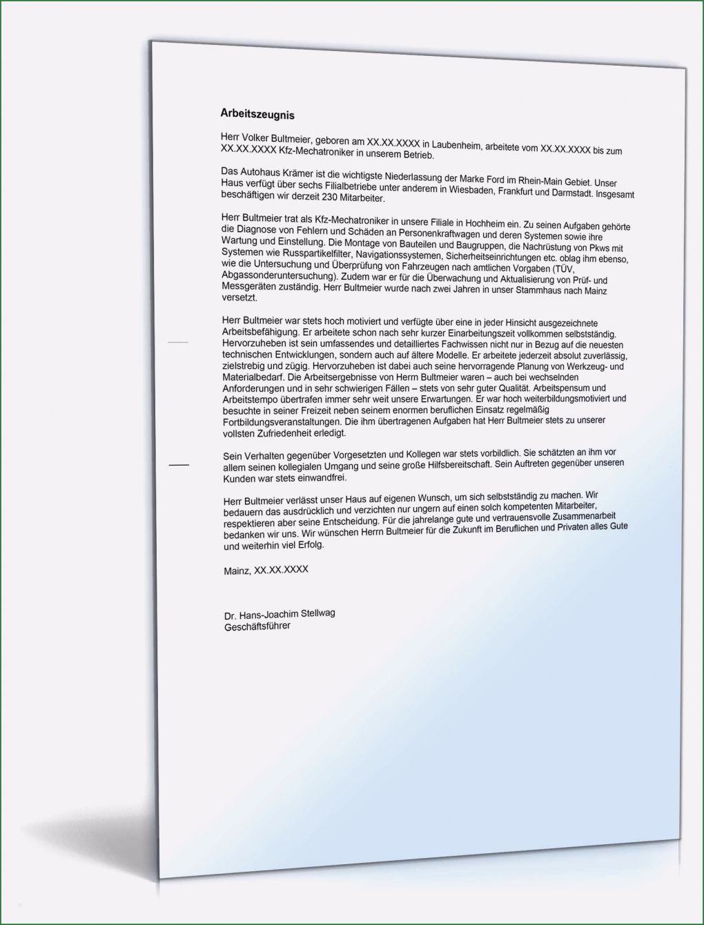 Arbeitszeugnis Vorlage Kfz Mechaniker Schönste Arbeitszeugnis Kfz Mechatroniker Note Eins