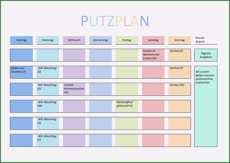 Aufgabenliste Vorlage Pdf Großartig Putzplan Vorlage Pdf Und Word organisation