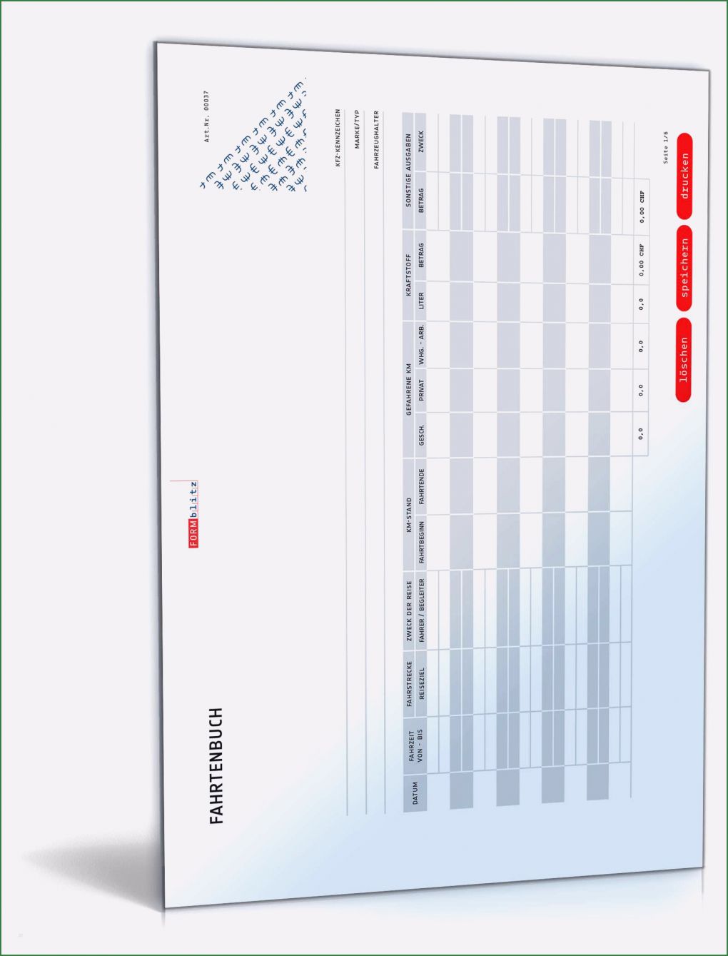 Auftragsbuch Vorlage Angenehm Fahrtenbuch formular Zum Download