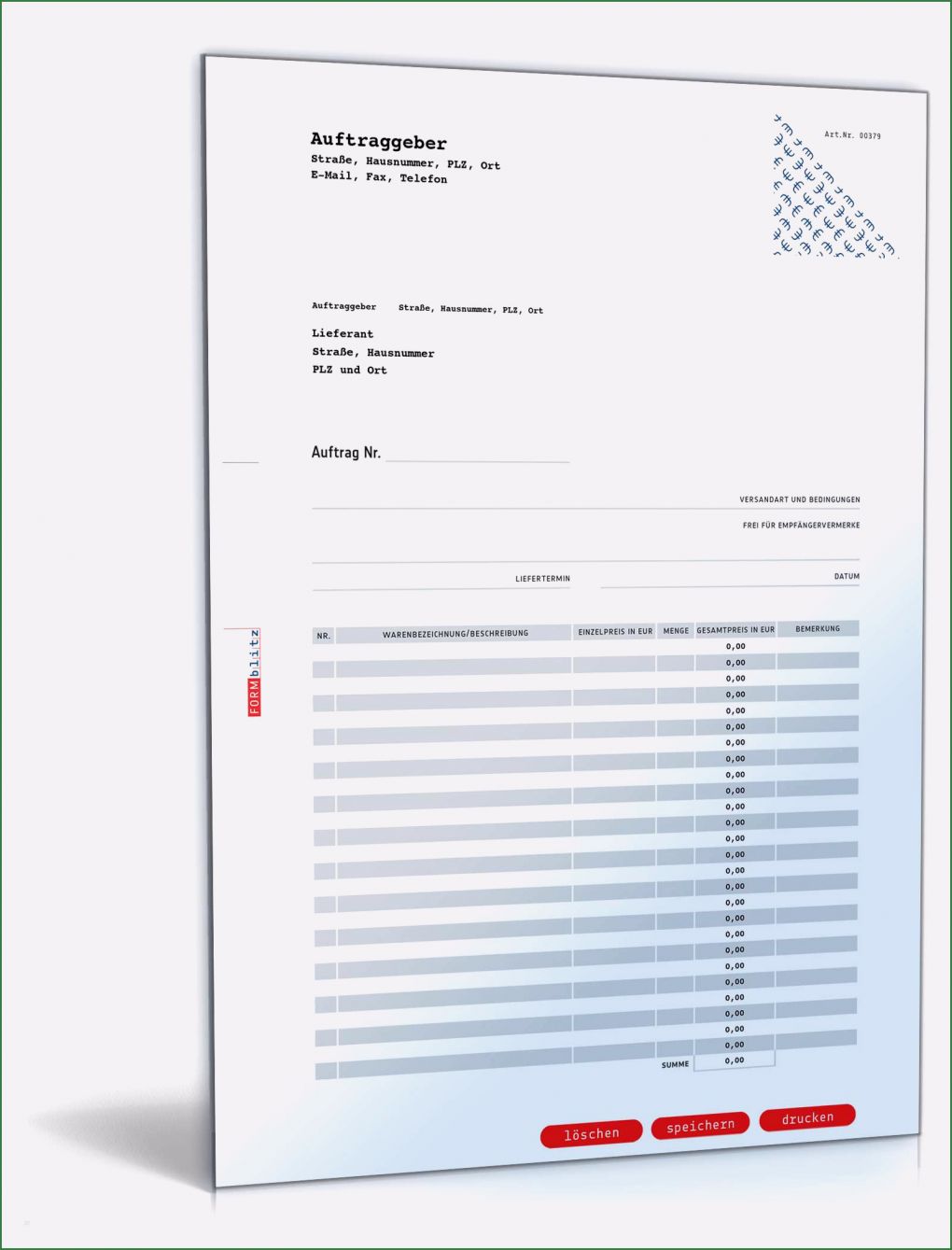 Auftragsbuch Vorlage Fabelhaft Bestellformular