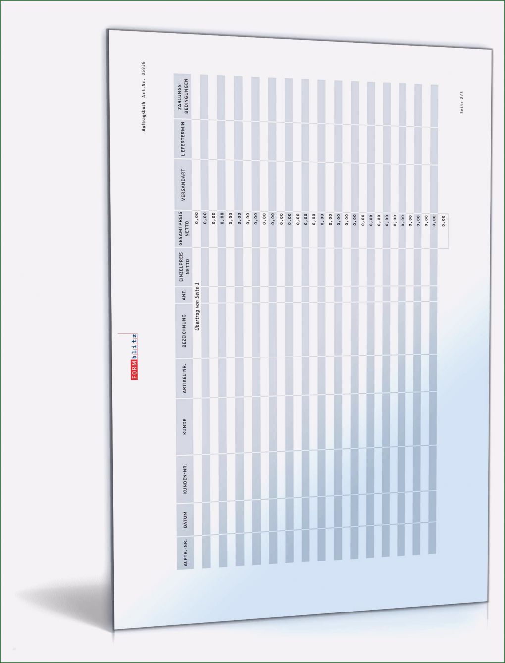 Auftragsbuch Vorlage Süß Auftragsbuch