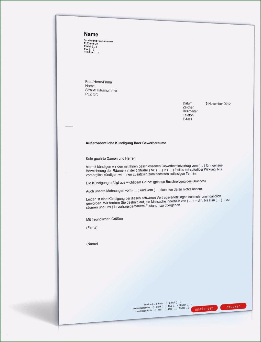 Außerordentliche Kündigung Private Krankenversicherung Vorlage Hübsch Kündigung Gewerbemietvertrag Fristlos Vermieter