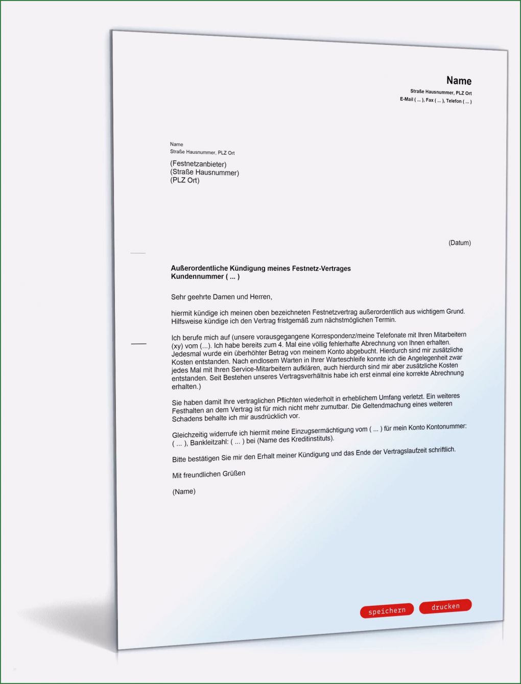 Außerordentliche Kündigung Private Krankenversicherung Vorlage Inspiration Außerordentliche Kündigung Festnetz Muster Vorlage Zum