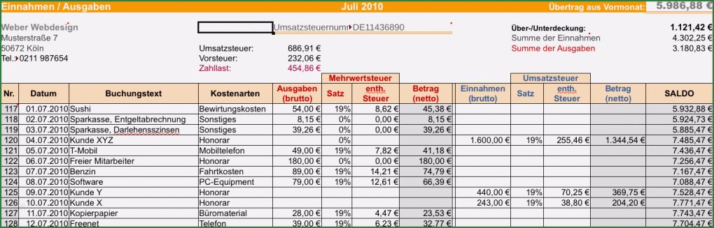 Ausgaben Tabelle Vorlage Fabelhaft Einnahmen Ausgabenrechnung Leicht Gemacht Mit Excel Oder