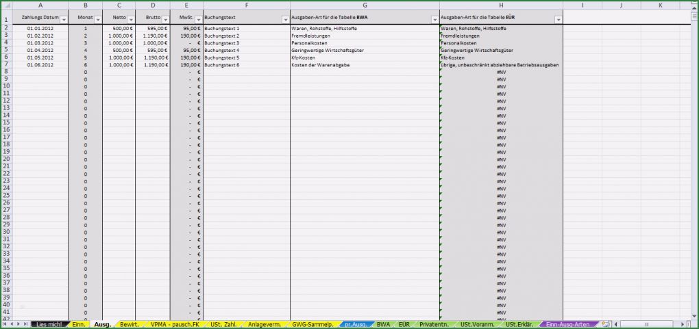 Ausgaben Tabelle Vorlage Hübsch Excel Vorlage Einnahmenüberschussrechnung EÜr 2014