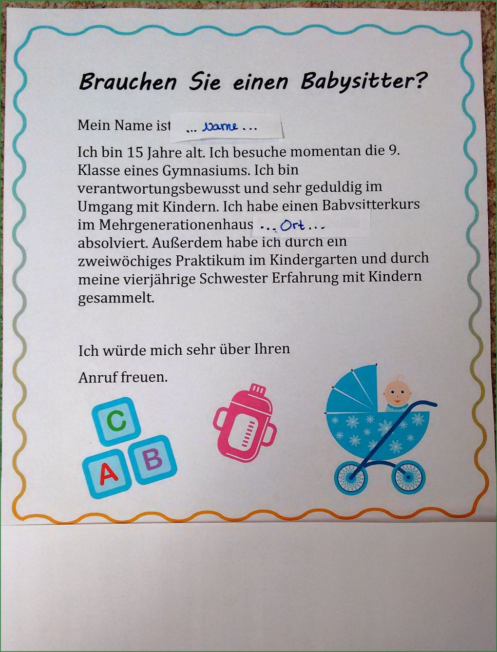 Aushang Gestalten Vorlage Best Of Babysitter Aushang Würdet Ihr Anrufen Kinder