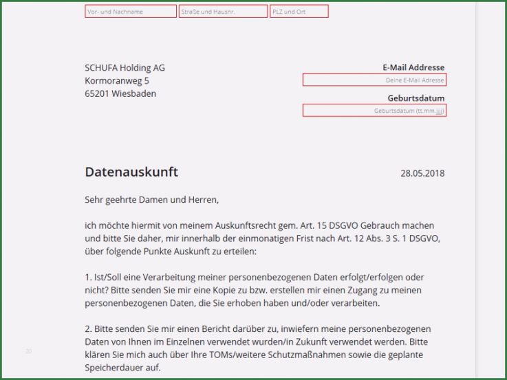 Auskunft Personenbezogene Daten Vorlage Dsgvo Erstaunlich Datenauskunft Schufa Vorlage Download Chip