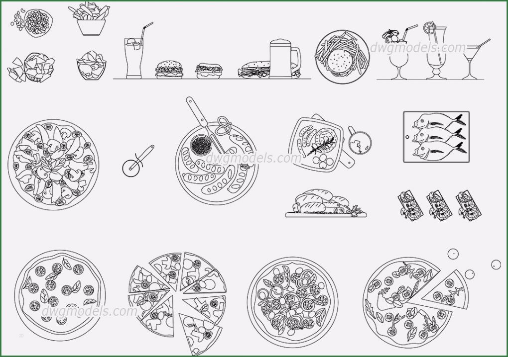 Autocad Vorlagen Download Dwg Erstaunlich Fast Food Cad Drawings Cad Blocks
